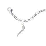 7 inch Sterling Silver Charm Bracelet w/ Italian Horn Charm by Rembrandt