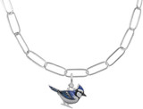 18 inch Sterling Silver Charm Necklace w/ Painted Blue Jay Charm by Rembrandt