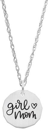 18 inch Sterling Silver Charm Necklace w/ Girl Mom Charm by Rembrandt