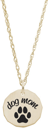 18 inch Gold Plated Sterling Silver Charm Necklace w/ Dog Mom Charm by Rembrandt