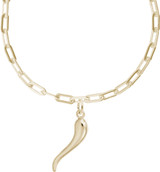 18 inch 14K Yellow Gold Charm Necklace w/ Italian Horn Charm by Rembrandt