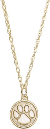 18 inch Gold Plated Sterling Silver Charm Necklace w/ Small Paw Print Charm by Rembrandt
