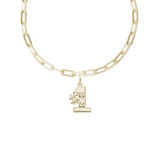 18 inch Gold Plated Sterling Silver Paperclip Charm Necklace w/ Number One Mom Charm by Rembrandt