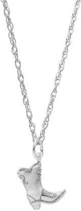 18 inch Sterling Silver Charm Necklace w/ Cowboy Boot Charm by Rembrandt