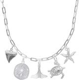 18 inch Sterling Silver Charm Necklace w/ 5 Nautical Charms by Rembrandt