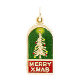 Painted Merry Xmas Christmas Tree Charm (Choose Metal) by Rembrandt
