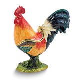 Luxury Giftware by Jere Bejeweled RUSTY Rooster Trinket Box with Matching 18 inch Necklace