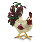 Luxury Giftware by Jere Bejeweled CLUCK NORRIS Large Rooster Trinket Box with Matching 18 inch Necklace