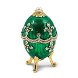 Luxury Giftware by Jere Bejeweled EGG-XACLTY Green Egg Trinket Box with Ring Insert and Matching 18 inch Necklace