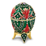 Luxury Giftware by Jere Bejeweled EXQUISITE Green Egg Trinket Box with Ring Insert and Matching 18 inch Necklace