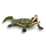 Luxury Giftware by Jere Bejeweled CARL Crocodile Trinket Box with Matching 18 inch Necklace