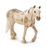 Luxury Giftware Pewter Bejeweled Crystals Gold-tone Enameled WILD N FREE Pony Trinket Box with Matching 18 Inch Necklace