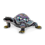 Luxury Giftware Pewter Bejeweled Crystals Pewter-tone Enameled AMAZING AZURE Turtle Trinket Box with Matching 18 Inch Necklace