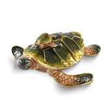 Luxury Giftware by Jere Bejeweled MIDORI AND UMI Turtle Family Trinket Box with Matching 18 inch Necklace
