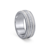 Solace - Dual Pearl Enamel & CZ Sterling Silver Spinning Band MeditationRing (Spinner Ring)
