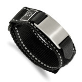 5.75-8.5 inch Stainless Steel Brushed Black Nylon Velcro Adjustable Medical ID Bracelet