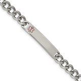 8 inch 2.73mm Stainless Steel Polished Red Enamel Medical ID Curb Chain Bracelet
