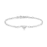 6.5"+0.8" Ania Haie Rhodium-Plated Sterling Silver Triangle Kiss Bracelet
