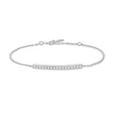 6.5"+0.8" Ania Haie Rhodium-Plated Sterling Silver Pave Bar Bracelet