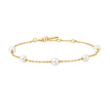 6.5"+0.8" Ania Haie Gold-Plated Sterling Silver Simulated Pearl Station Bracelet