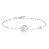 6.5"+0.8" Ania Haie Rhodium-Plated Sterling Silver Star Mother-of-Pearl Bracelet