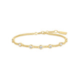6.5"+0.8" Ania Haie Gold-Plated Sterling Silver Round Stone Chain Bracelet