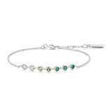 6.5"+0.8" Ania Haie Rhodium-Plated Sterling Silver Green Station Bracelet