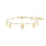 6.5"+0.8" Ania Haie Gold-Plated Sterling Silver Leaf Station Bracelet