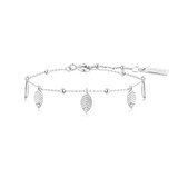 6.5"+0.8" Ania Haie Rhodium-Plated Sterling Silver Leaf Station Bracelet