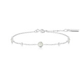 6.5"+0.8" Ania Haie Rhodium-Plated Sterling Silver Mint Green Station Bracelet