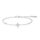 6.5"+0.8" Ania Haie Rhodium-Plated Sterling Silver Lucky Clover Bracelet