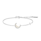 6.5"+0.8" Ania Haie Rhodium-Plated Sterling Silver Crescent Moon Bracelet