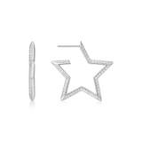 Ania Haie Rhodium-Plated Sterling Silver Large Star-Shaped Pave Hoop Earrings
