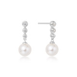 Ania Haie Rhodium-Plated Sterling Silver Tennis Beaded Stone Stud Earrings
