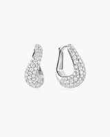 Ania Haie Rhodium-Plated Sterling Silver Wave Huggie Hoop Earrings