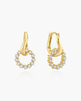 Ania Haie Gold-Plated Sterling Silver Pave Interlocked Huggie Hoop Earrings