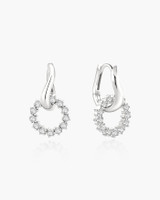 Ania Haie Rhodium-Plated Sterling Silver Pave Interlocked Huggie Hoop Earrings