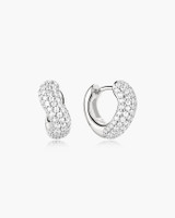 Ania Haie Rhodium-Plated Sterling Silver Chunky Pave Wave Huggie Hoop Earrings