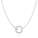 17"+2" Ania Haie Rhodium-Plated Sterling Silver Circles Pave Necklace