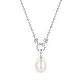 19"+2" Ania Haie Rhodium-Plated Sterling Silver Simulated Pearl Pendant Necklace