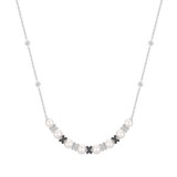 16"+2" Ania Haie Two-Tone Plated Sterling Silver Braided Simulated Pearl Necklace