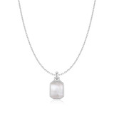 17"+2" Ania Haie Rhodium-Plated Sterling Silver Square Mother-of-Pearl Necklace