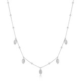 16"+3" Ania Haie Rhodium-Plated Sterling Silver Leaf Station Necklace