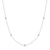 15"+2" Ania Haie Rhodium-Plated Sterling Silver Bezel-Set Station Necklace