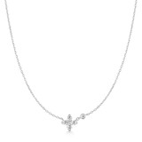 16"+2" Ania Haie Rhodium-Plated Sterling Silver Sparkling Lucky Clover Necklace