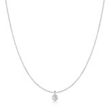 16"+3" Ania Haie Rhodium-Plated Sterling Silver Bezel-Set Solitaire Necklace
