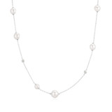 15"+3" Ania Haie Rhodium-Plated Sterling Silver Asymmetric Simulated Pearl Necklace