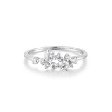 Ania Haie Rhodium-Plated Sterling Silver Flower Cluster Pave Ring R058-02H