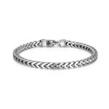 Additional view of Mens 8.5" Italian Chain Rhodium-Plated Sterling Silver 4-Side Franco Chain Bracelet by ETHOS - UB0002M
