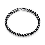 Men's 7.75" Italian Chain Rhodium-Plated Sterling Silver Round Box Chain Bracelet by ETHOS - UB0005S